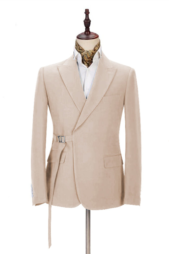 Costume décontracté pour homme, couleur champagne, élégant, avec