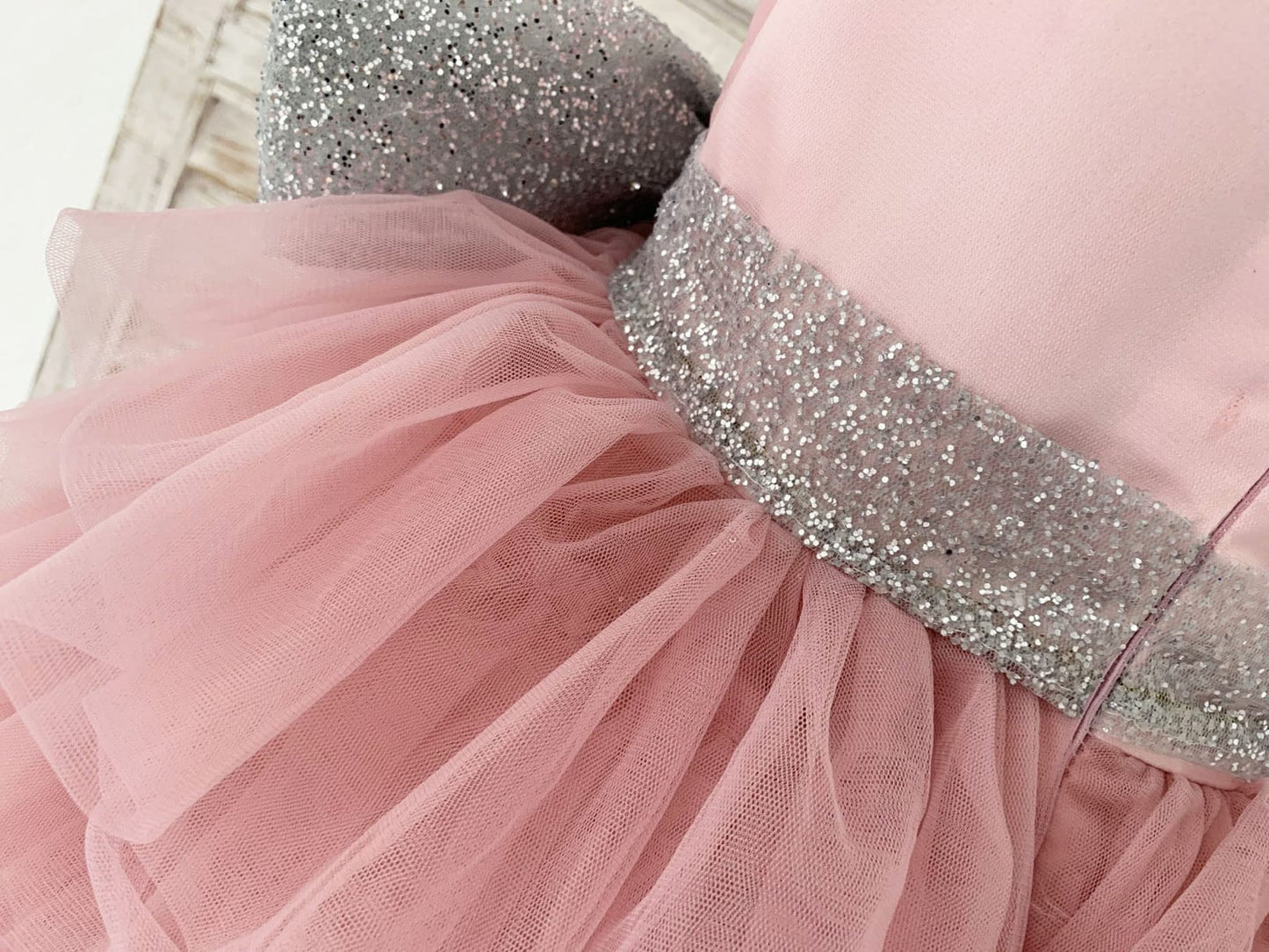 Cupcake Mauve Tulle V Neck Wedding Flower Girl Dress with