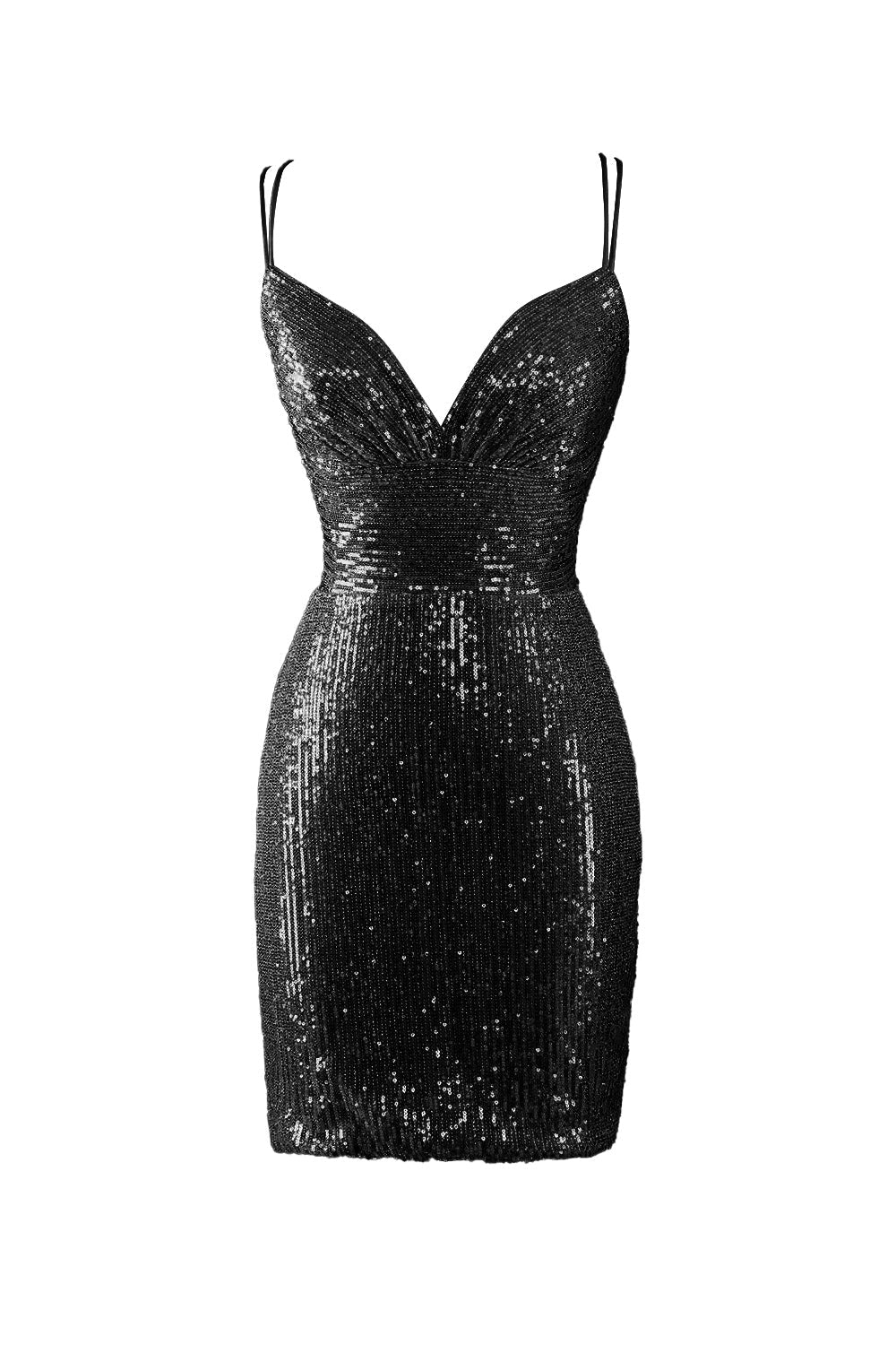 Nigella | Robe de soirée moulante à paillettes bleues et col en V