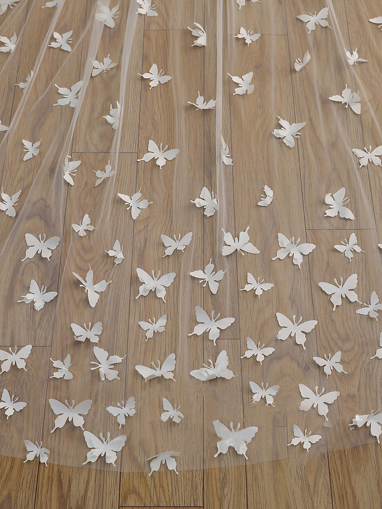 Roycebridal Cute Butterfly Cathedral Veil Bridal Veil Wedding Veil