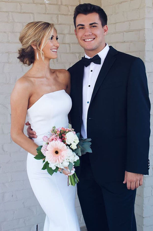 White Mermaid Strapless Simple Wedding Dresses, Summer Wedding Dresses, MW519 | cheap wedding dress | mermaid wedding dresses | white wedding dresses | summer wedding dresses | beach wedding dresses | www.musebridals.com