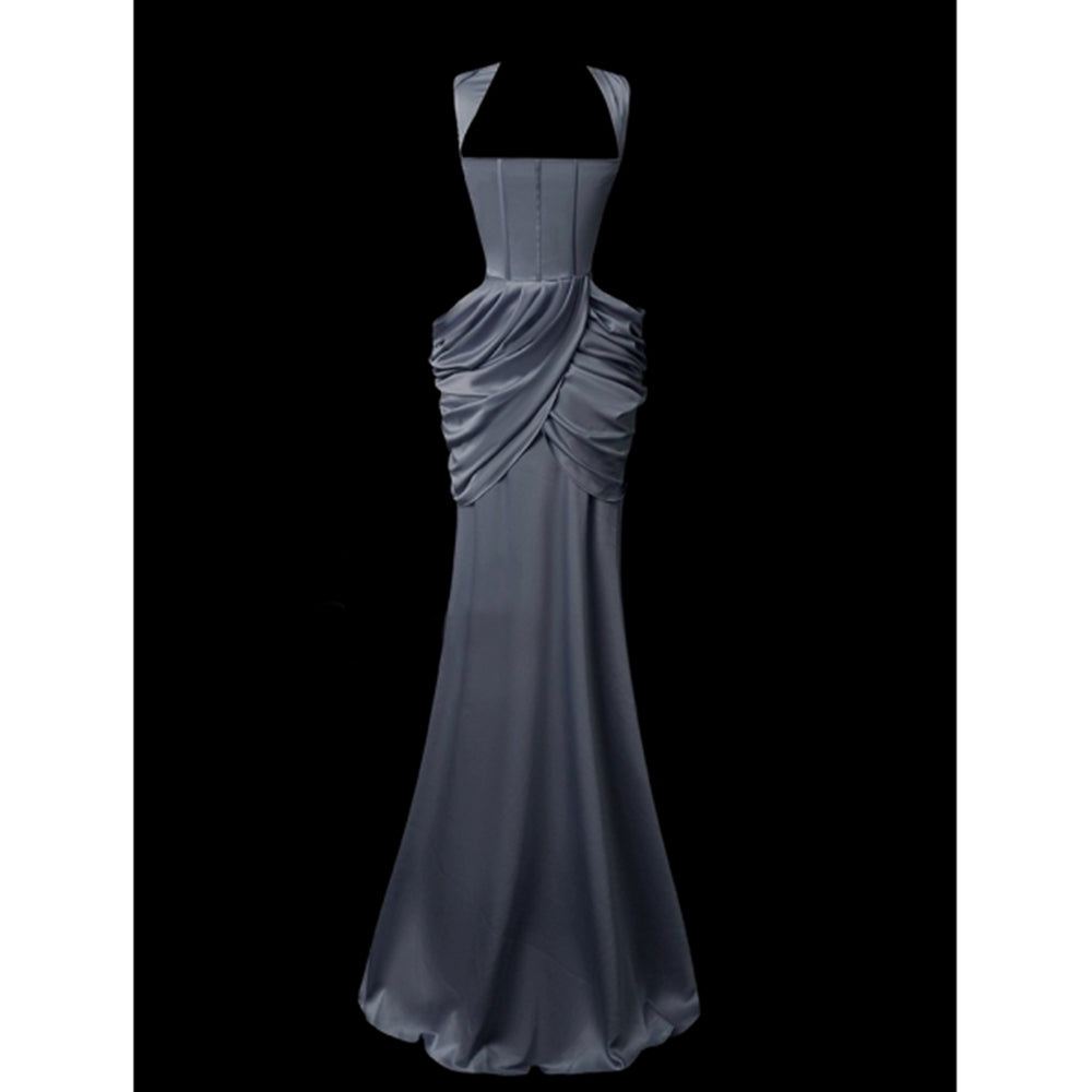 Dark Blue Taffeta Sweetheart Elegant Gothic Wedding Dress