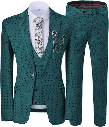 Maxwell Dark Green Notched Lapel Three Pieces Bespoke Prom Suits