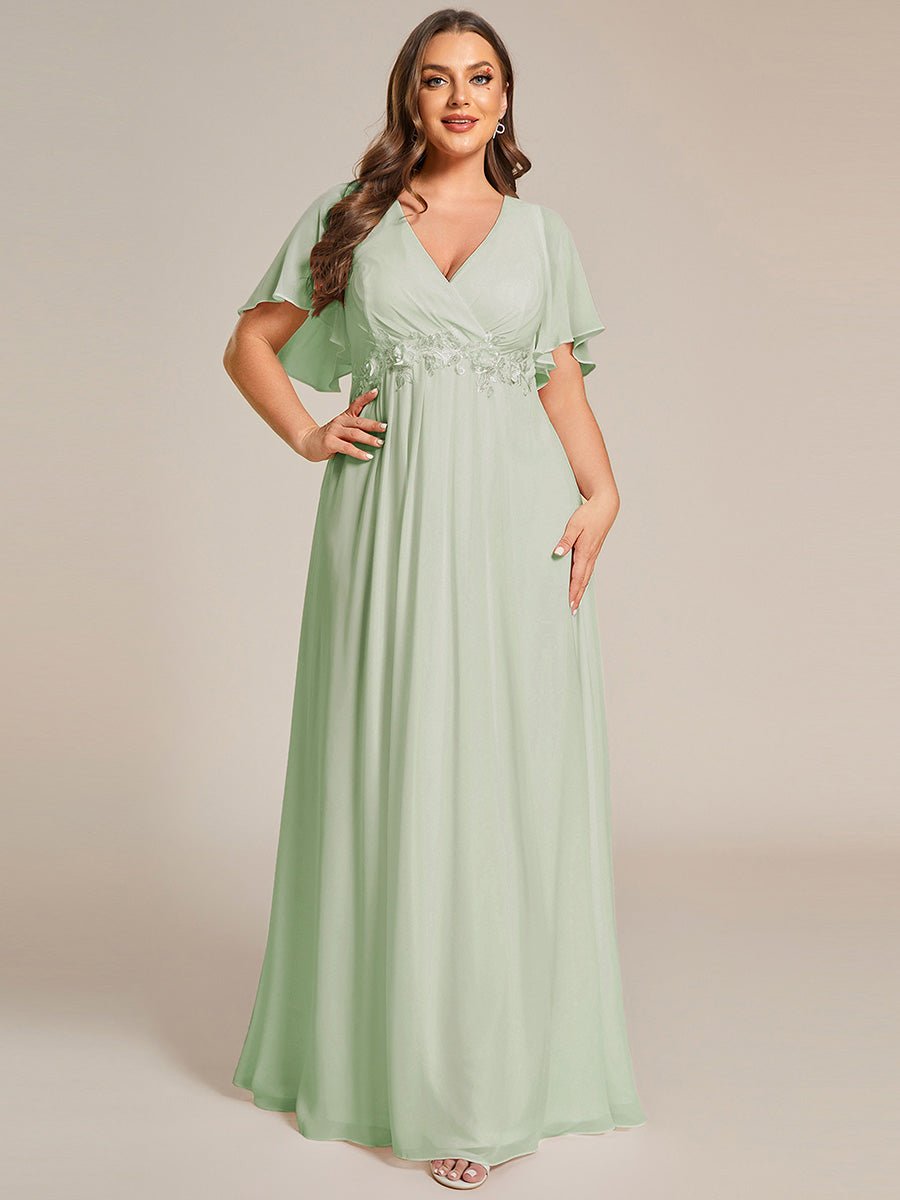 Darnika short sleeve chiffon evening or bridesmaid dress - Bay Bridal and Ball Gowns