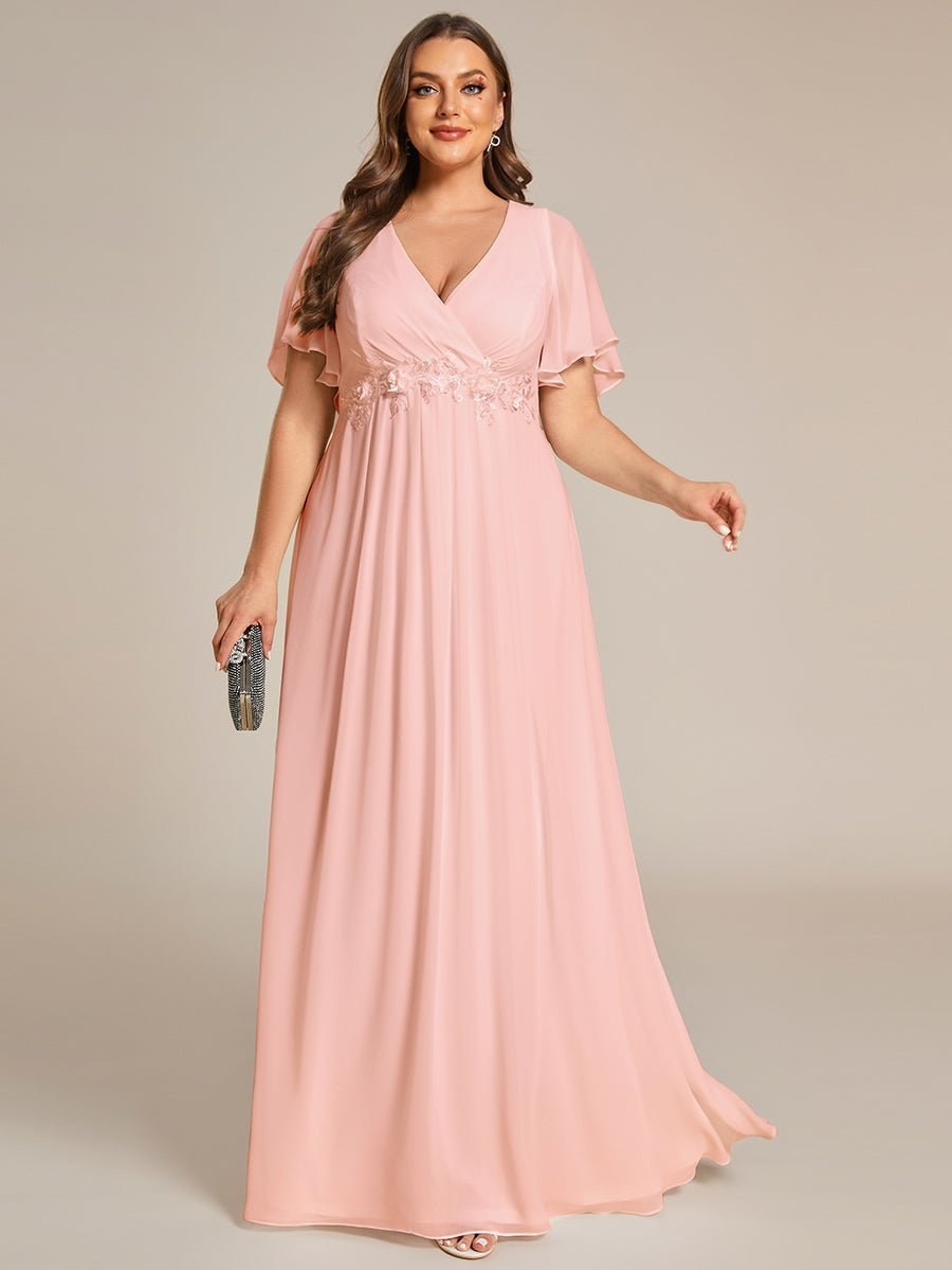 Darnika short sleeve chiffon evening or bridesmaid dress - Bay Bridal and Ball Gowns