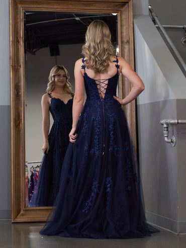 Roycebridal Mariana | Robe de bal trapèze en tulle et dentelle avec décolleté en cœur et fente