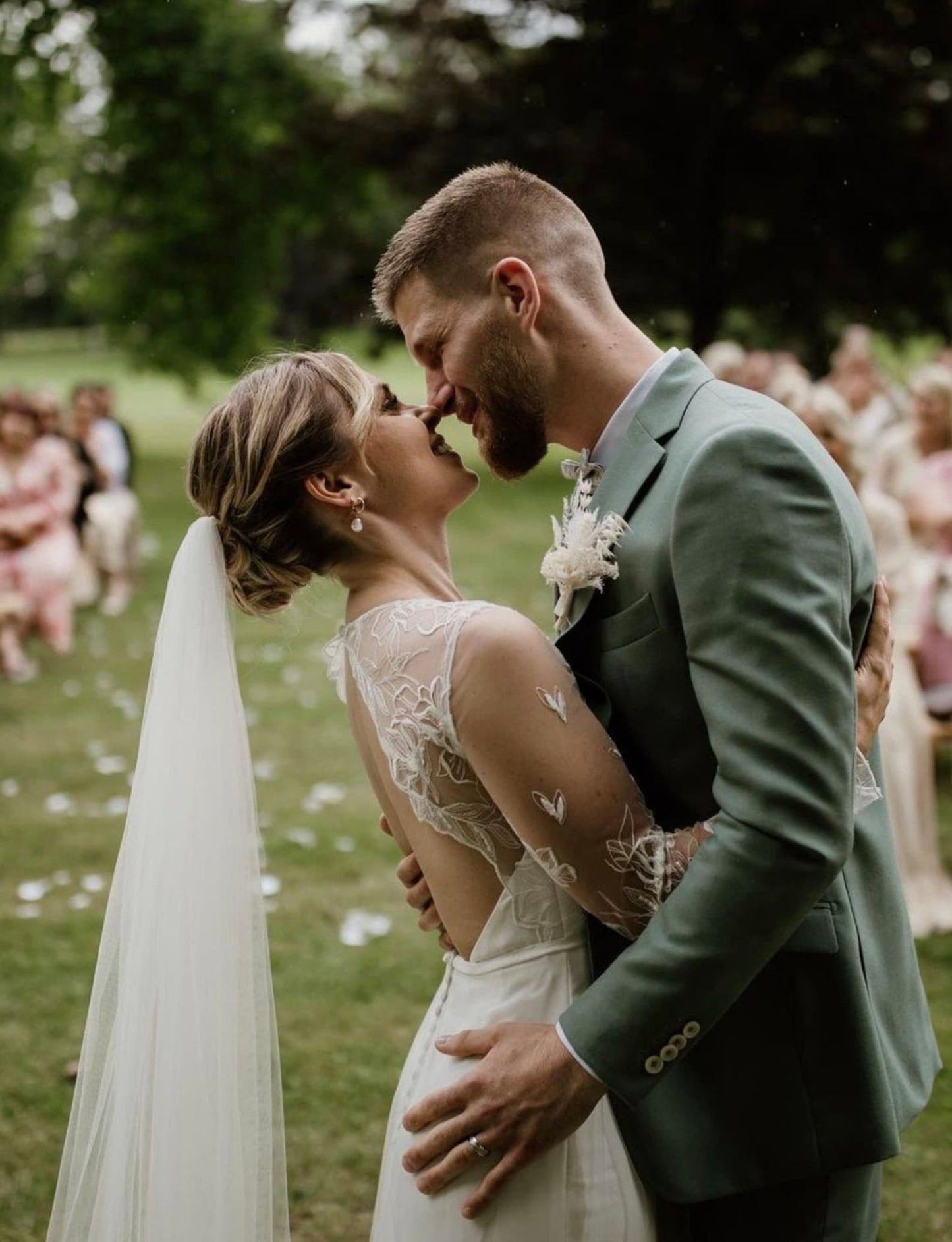 Roycebridal Vintage Brautschleier, einreihig, weicher Illusionstüll, Hochzeitsschleier
