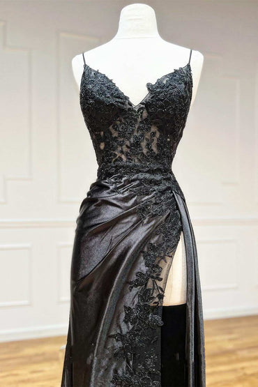 Robe de bal fourreau noire longue à appliques Beatrice de Roycebridal