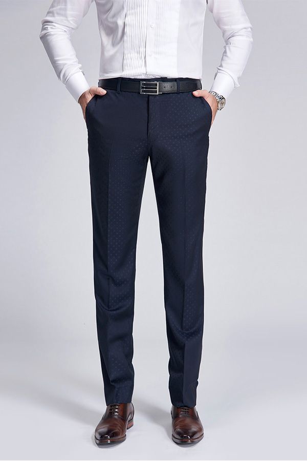 Gentle Blue Dots Shawl Lapel Wedding Tuxedos Dark Navy Wedding Suits for Men-showprettydress