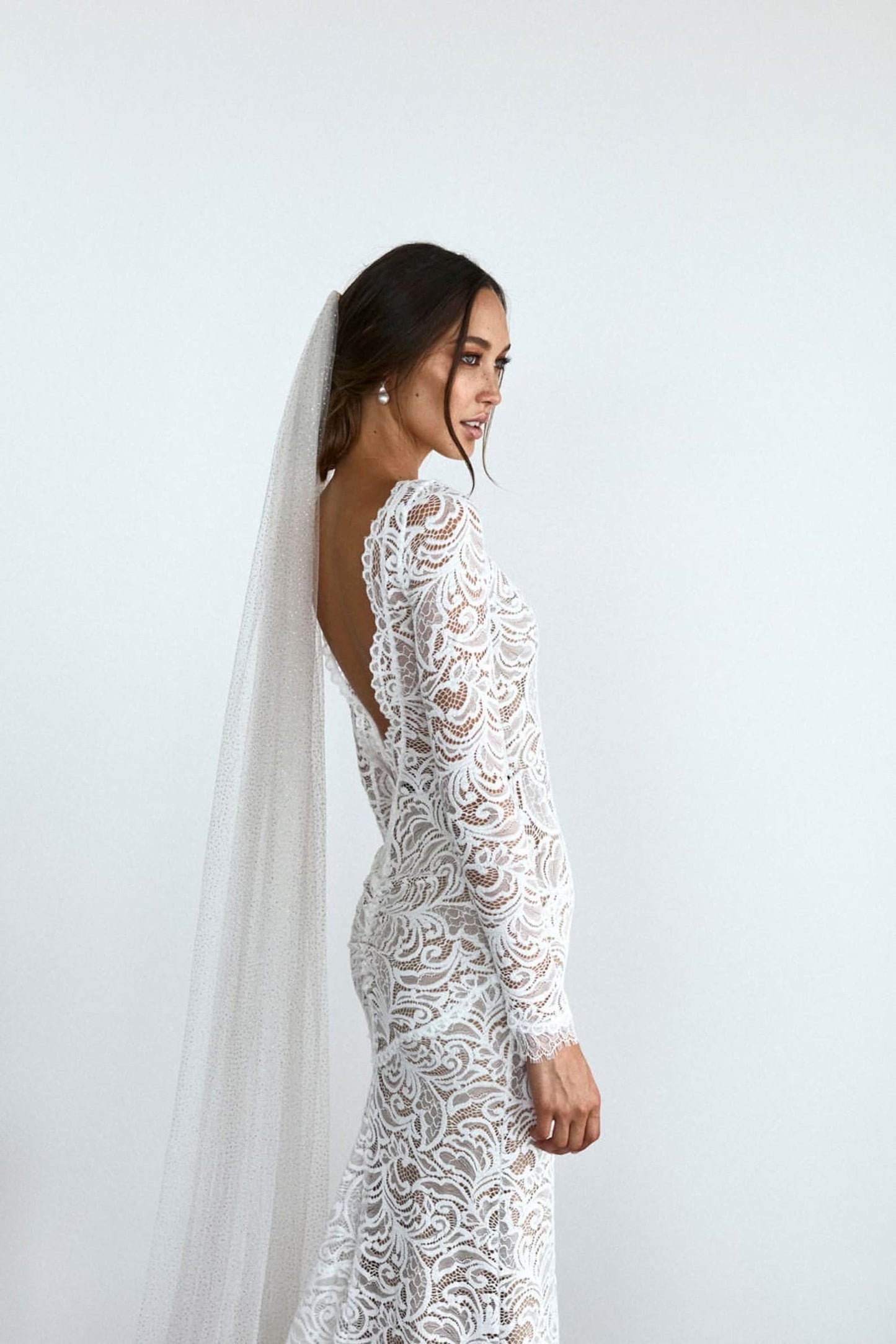 Roycebridal Vintage White Sparkle Tulle Cathedral Wedding Veil