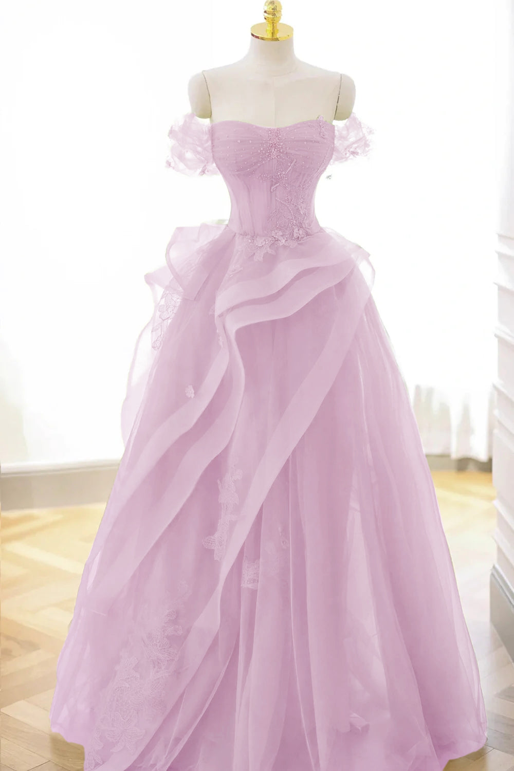 Roycebridal Nellie | Green Tulle Lace Long Prom Dress with Corset, Green Formal Party Dress