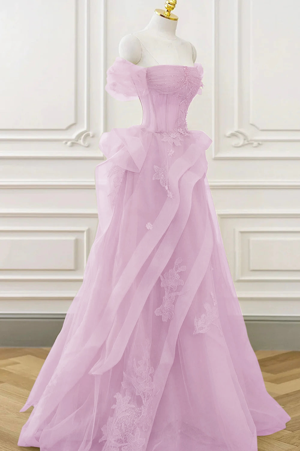 Roycebridal Nellie | Green Tulle Lace Long Prom Dress with Corset, Green Formal Party Dress