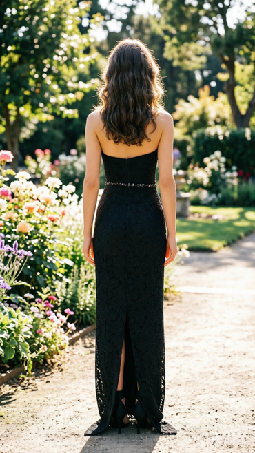 Black Halter Neck Prom Dress Deep V Neck Beaded Evening Gown