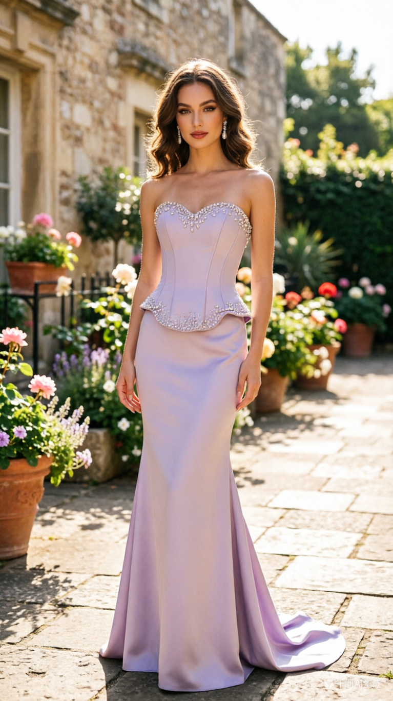 Lavender Strapless Mermaid Prom Dress with Beaded Bodice Elegant Evening Gown