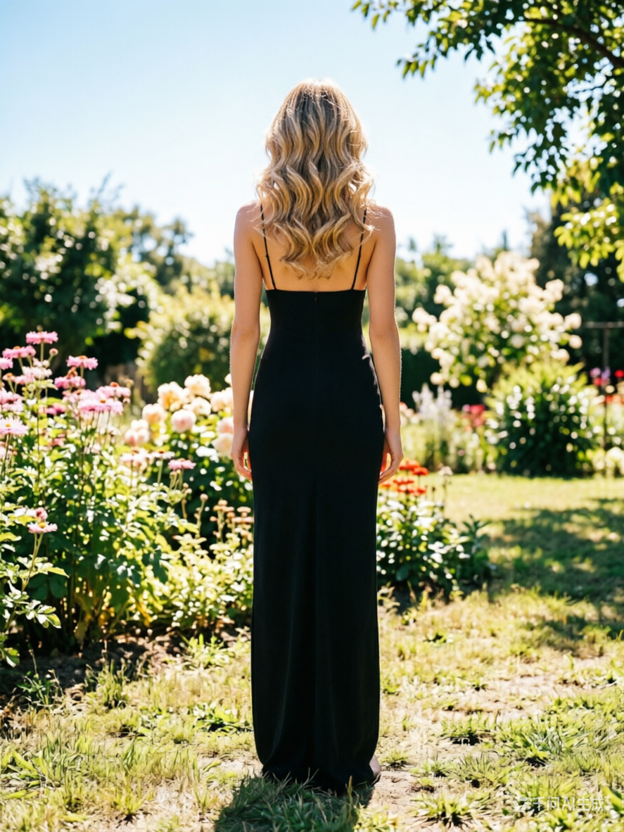 Black Sequin Bodice Prom Dress Deep V Neck Satin Evening Gown
