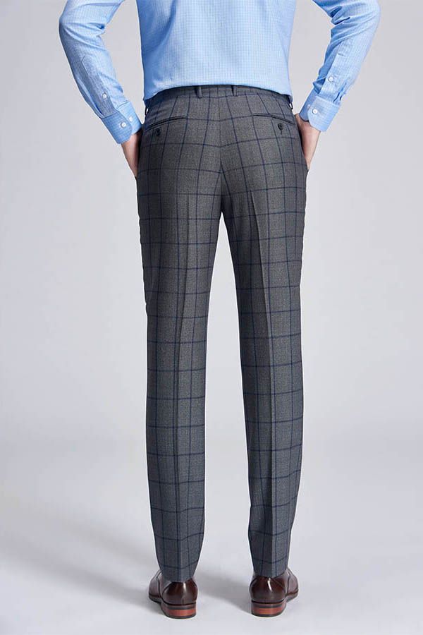 Large Checked Decent Dark Grey Mens Suits Sale-showprettydress
