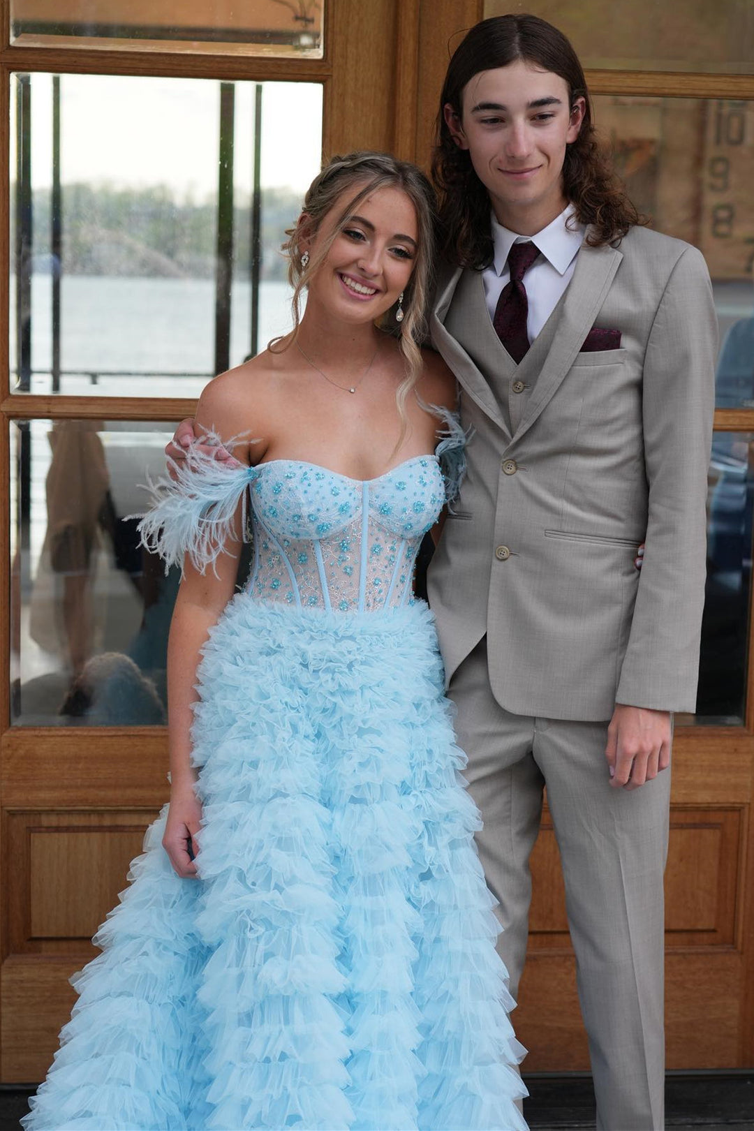 Roycebridal Ingrid | Langes Ballkleid aus Tüll in A-Linie mit Herzausschnitt und Schlitz