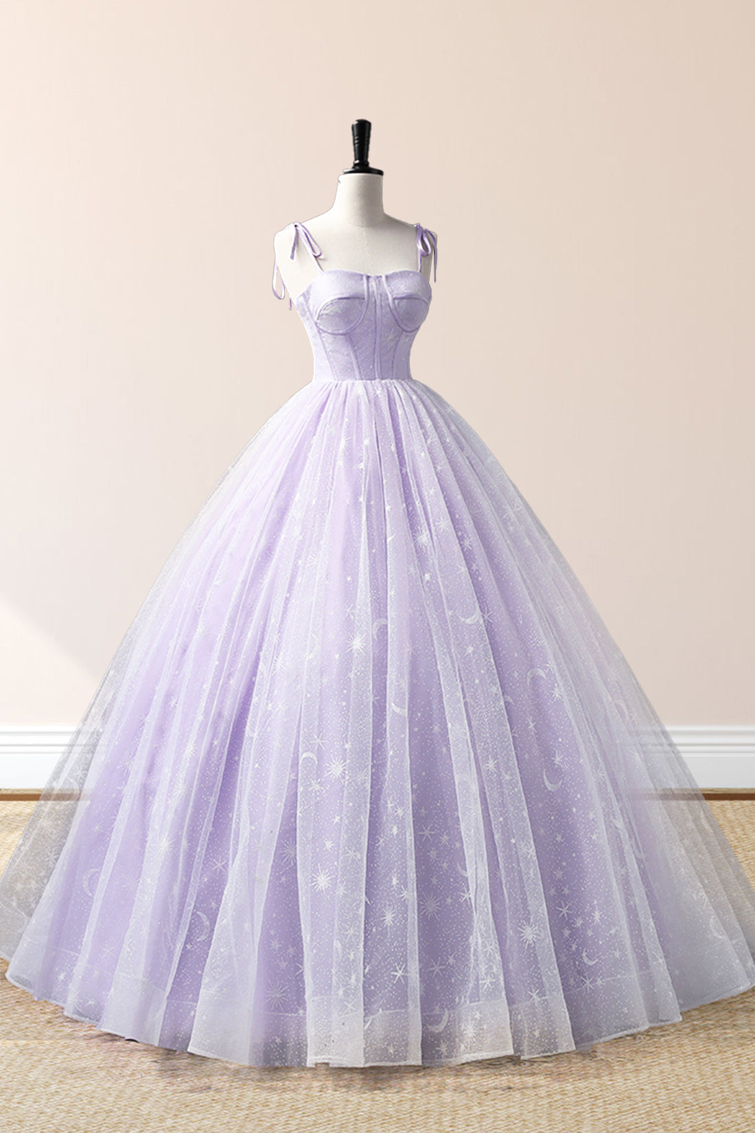 Roycebridal Janelle | Robe de soirée longue en tulle lavande à bretelles, robe de bal trapèze lavande