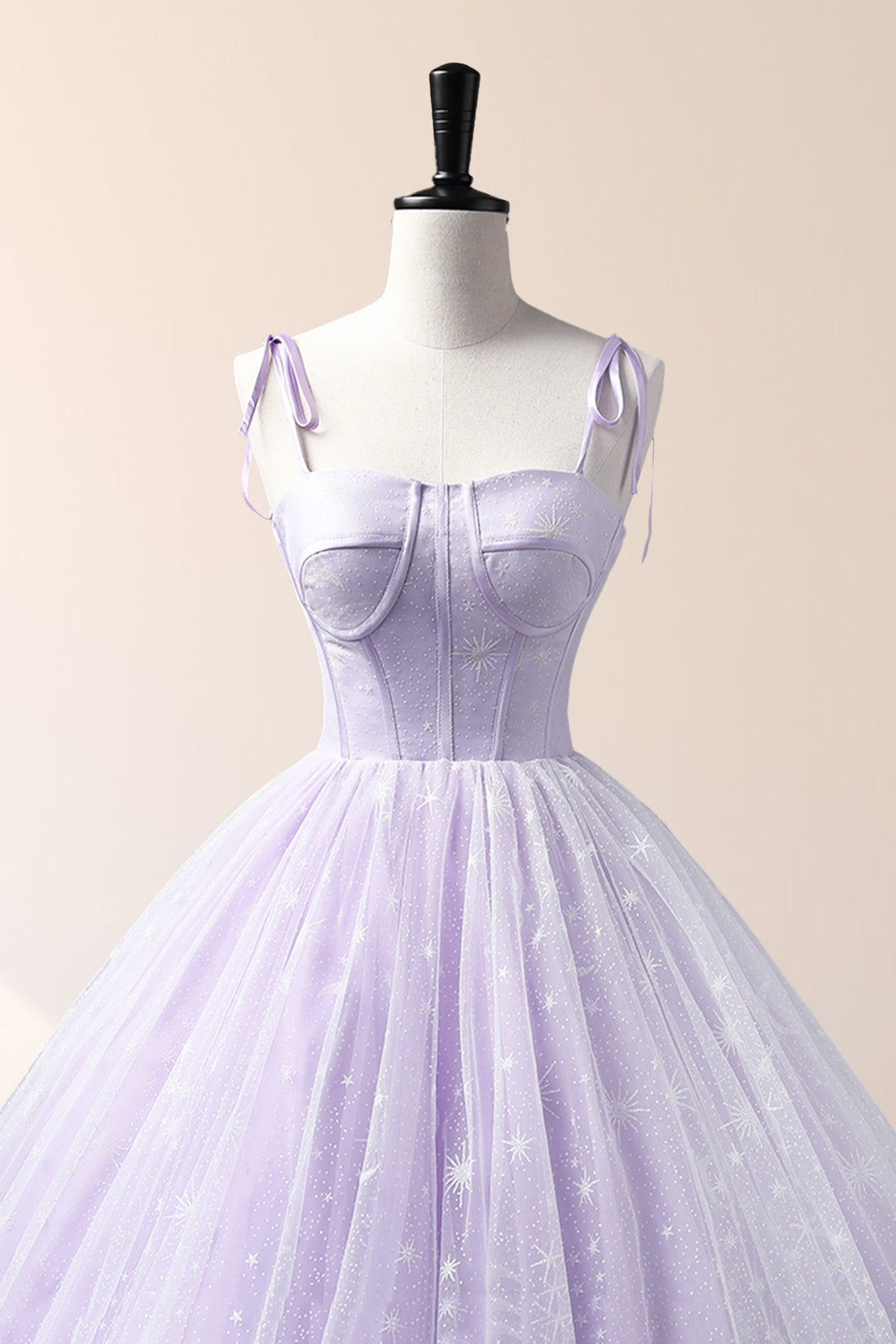 Roycebridal Janelle | Robe de soirée longue en tulle lavande à bretelles, robe de bal trapèze lavande