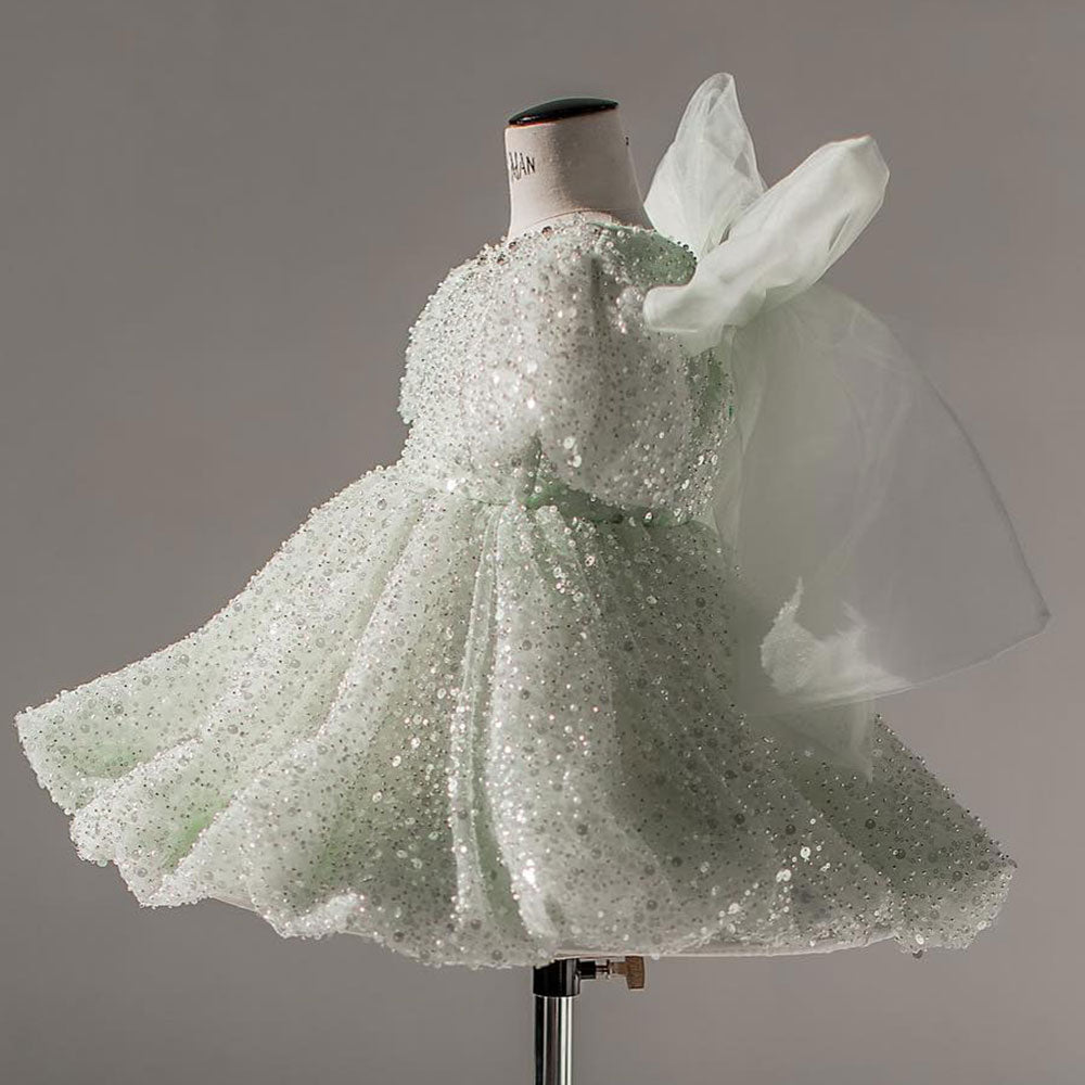 Robe de princesse élégante et brillante pour fille, style sauge, avec nœud, pour mariage, anniversaire, première communion, concours, J156