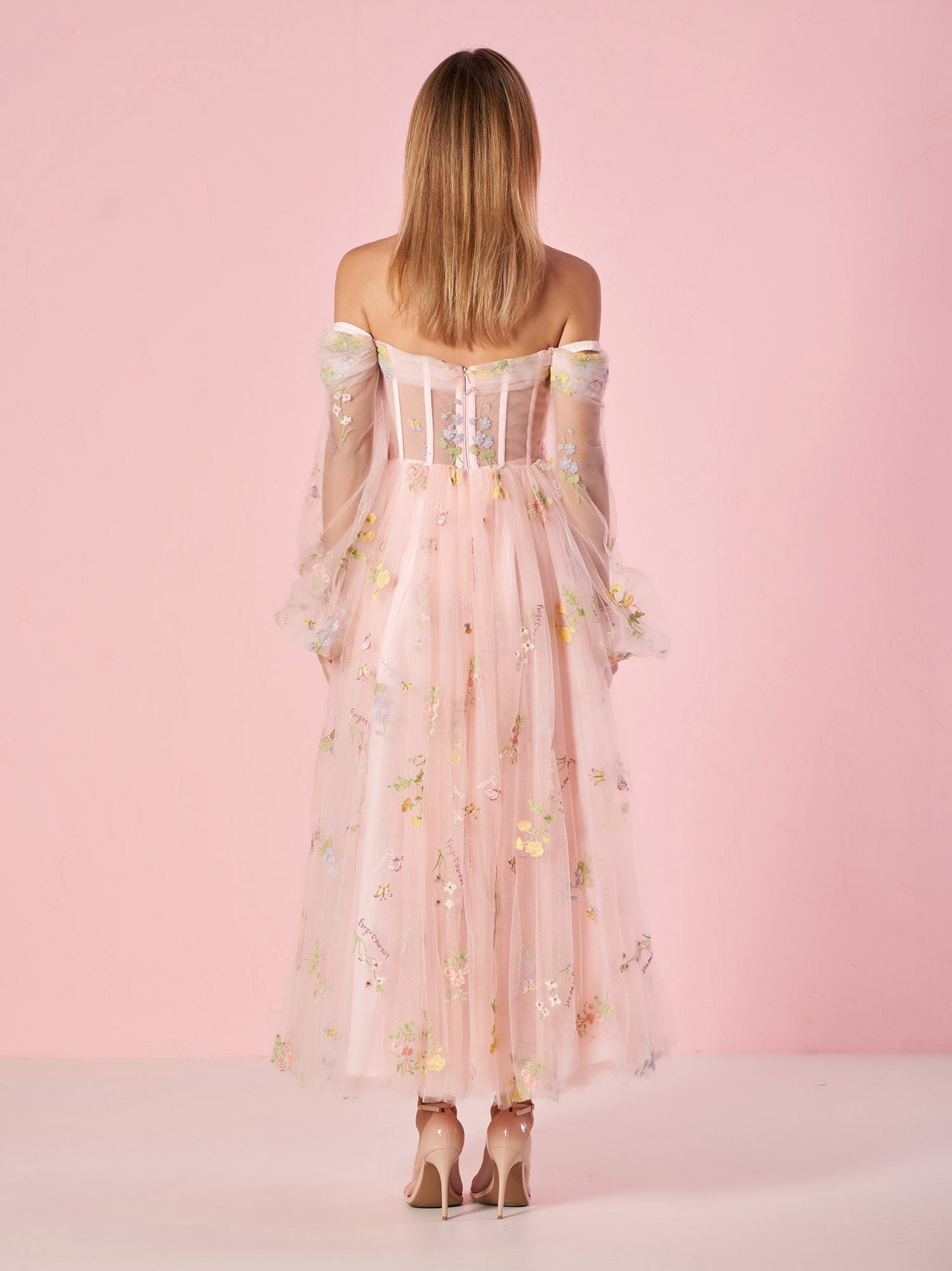 Roycebridal Sweetheart Neck Off the Shoulder Embroidered Tulle Prom Dress