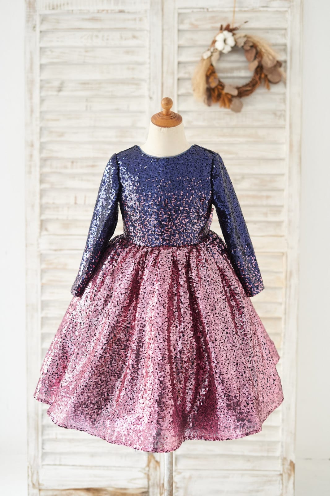 Gold Sequin Navy And Rose Gold Flower Girl Dress A-line Champagne
