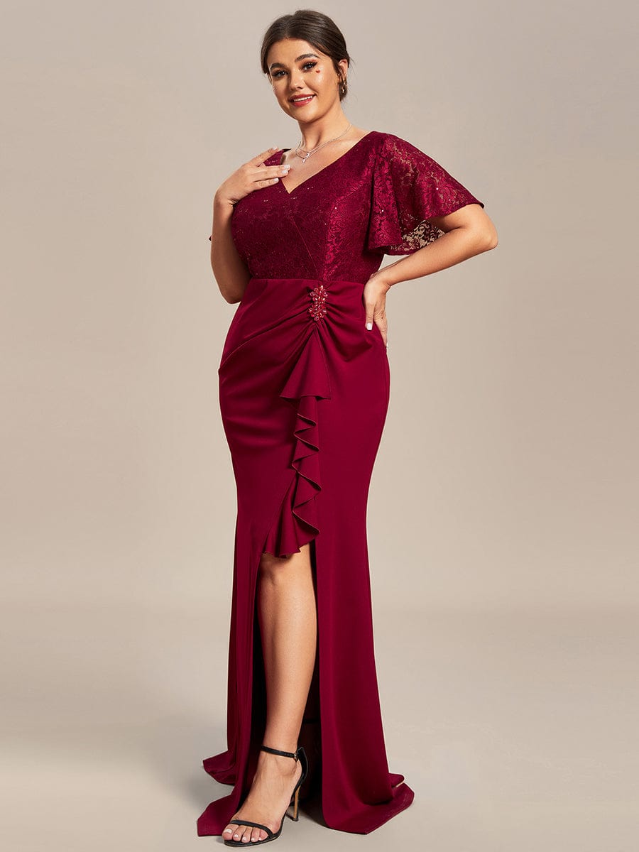 Ophelia plus size mother of bride dress in burgundy size 22 Express NZ wide - Bay Bridal and Ball Gowns