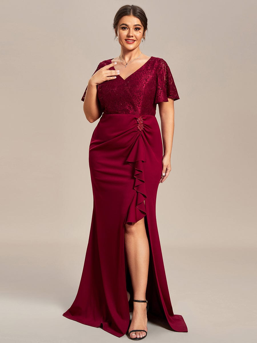 Ophelia plus size mother of bride dress in burgundy size 22 Express NZ wide - Bay Bridal and Ball Gowns