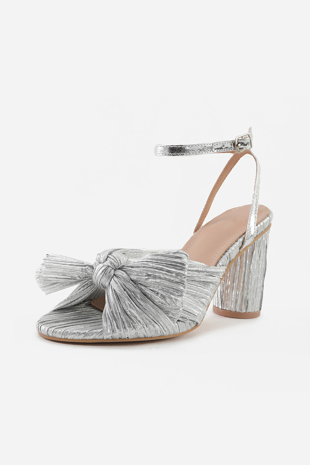 Chaussures d'extérieur Roycebridal en satin à bout ouvert et talon épais avec boucle et nœud papillon