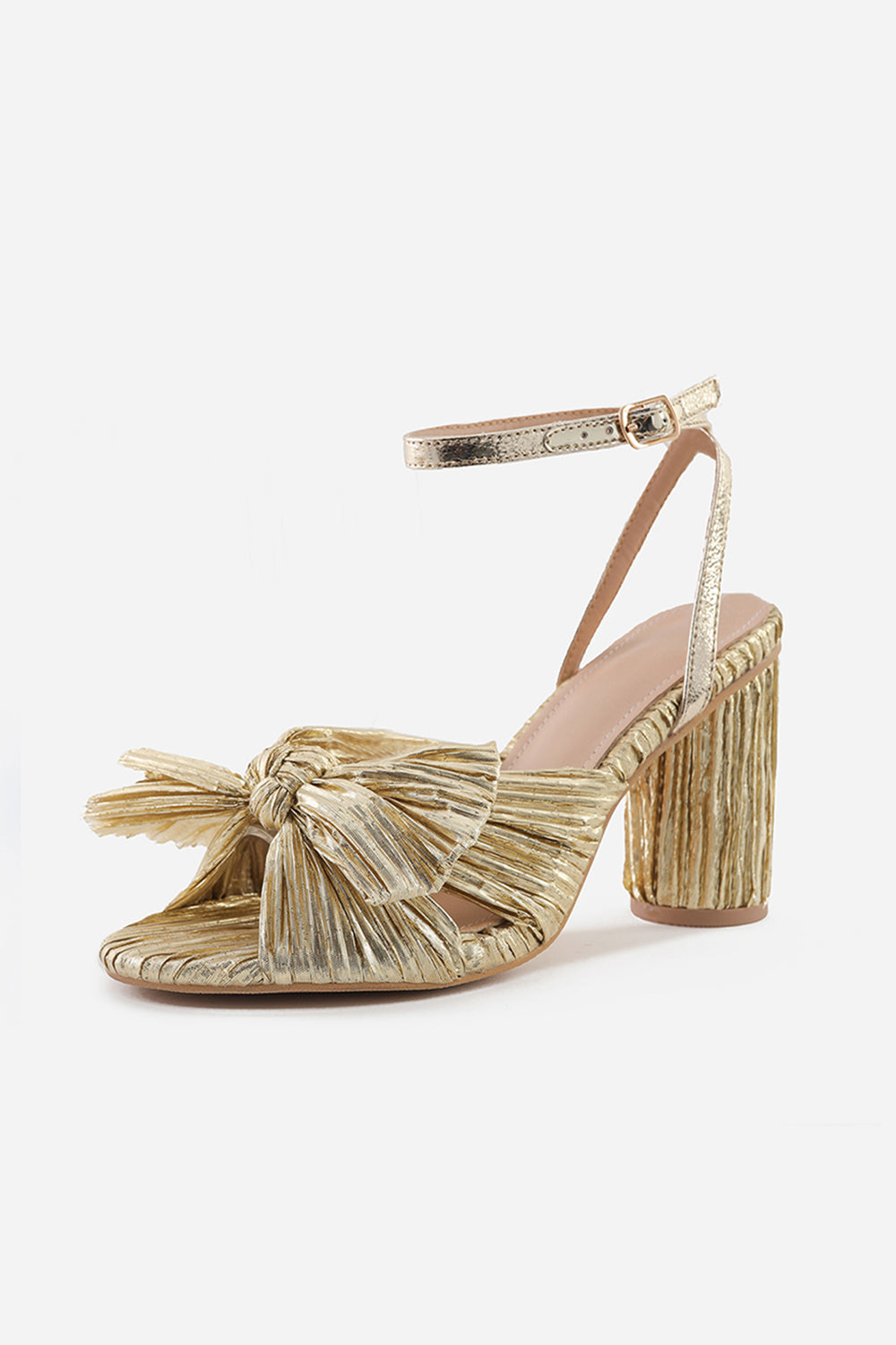 Chaussures d'extérieur Roycebridal en satin à bout ouvert et talon épais avec boucle et nœud papillon