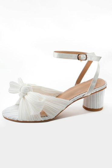 Chaussures d'extérieur Roycebridal en satin à bout ouvert et talon épais avec boucle et nœud papillon