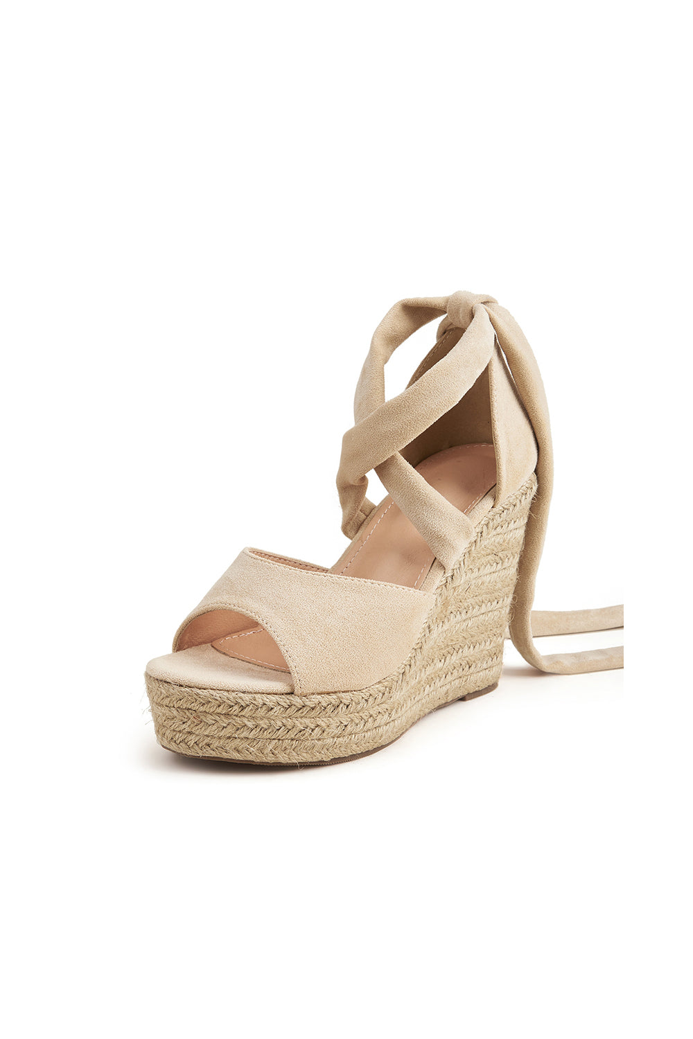 Roycebridal Outdoor Wildleder Peep Toe Keilabsatz Schuhe mit Schnürung