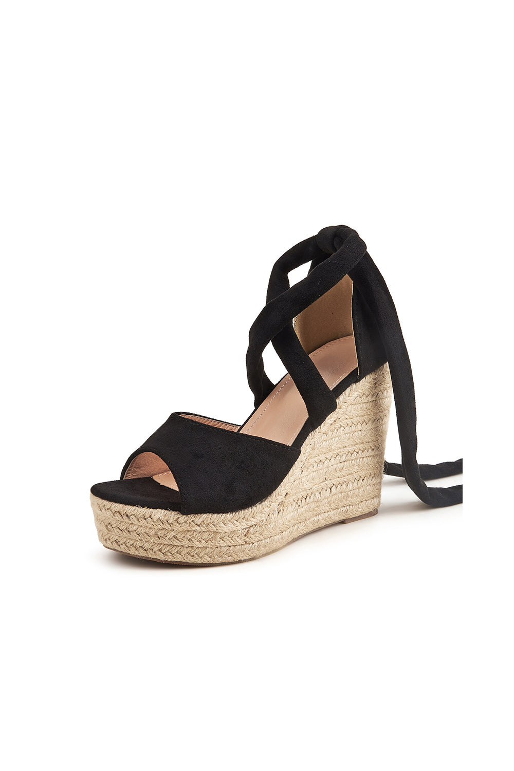 Roycebridal Outdoor Wildleder Peep Toe Keilabsatz Schuhe mit Schnürung