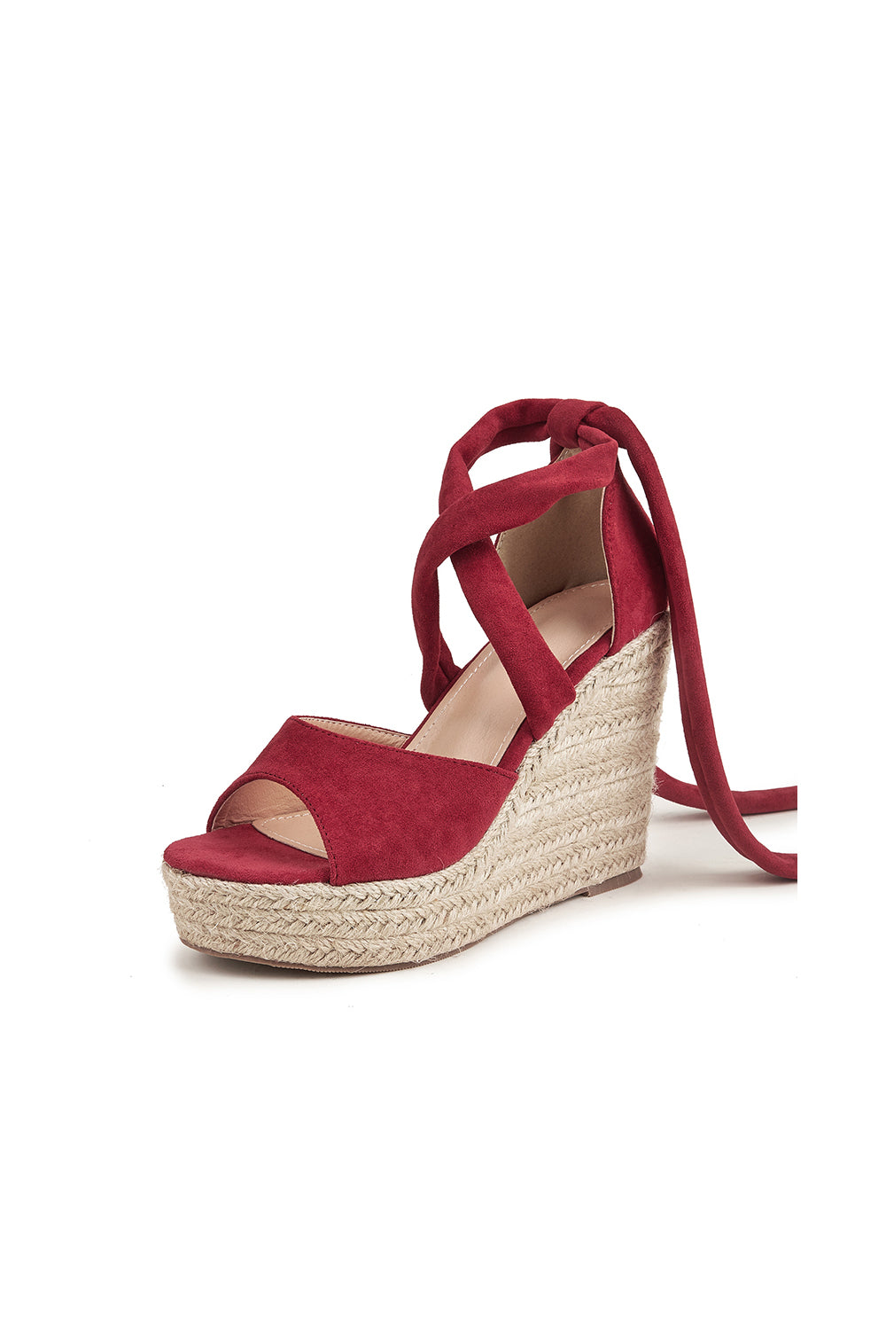 Roycebridal Outdoor Wildleder Peep Toe Keilabsatz Schuhe mit Schnürung