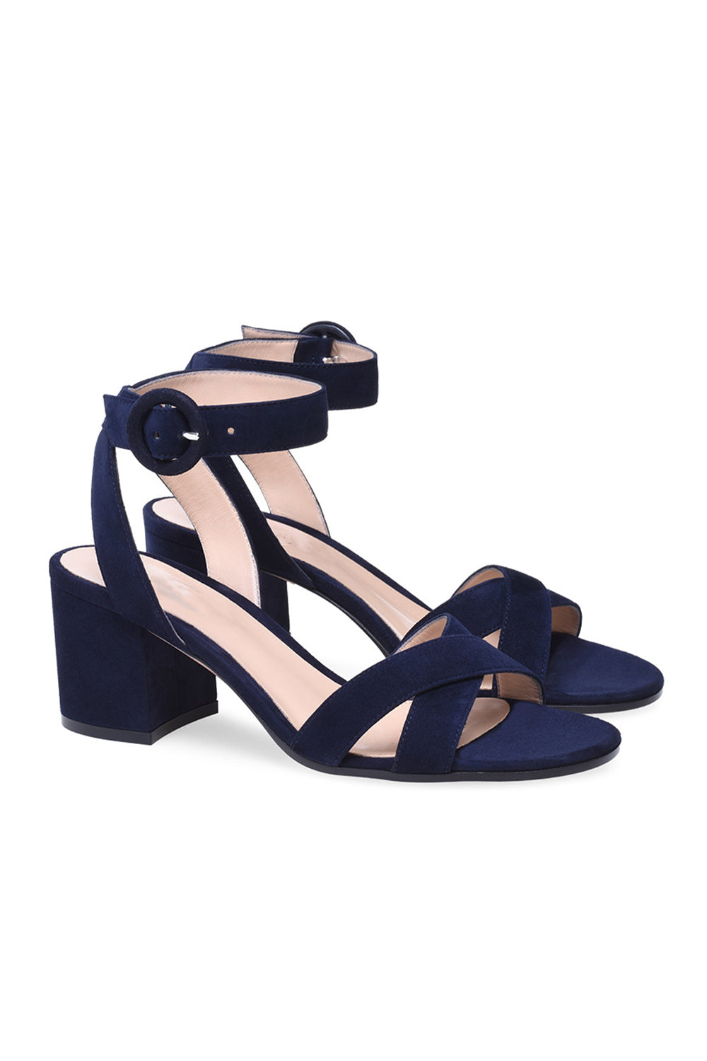 Roycebridal Party Suede Peep Toe Chunky Heel Shoes With Buckle Ankle Strap