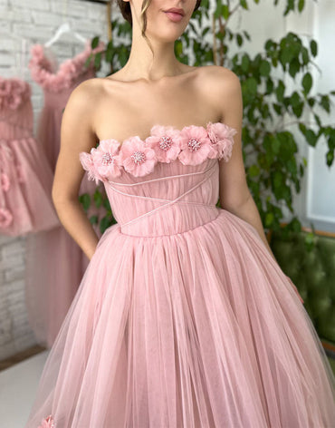 Roycebridal Pandora | Robe de bal princesse bustier rose clair à fleurs