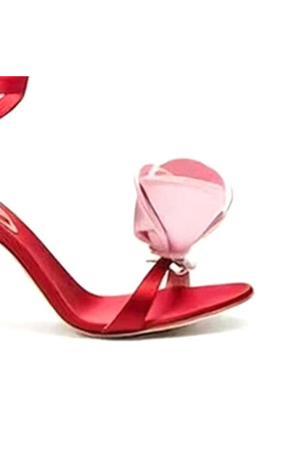 Rote Sandalen mit Blumenmuster und hohem Absatz