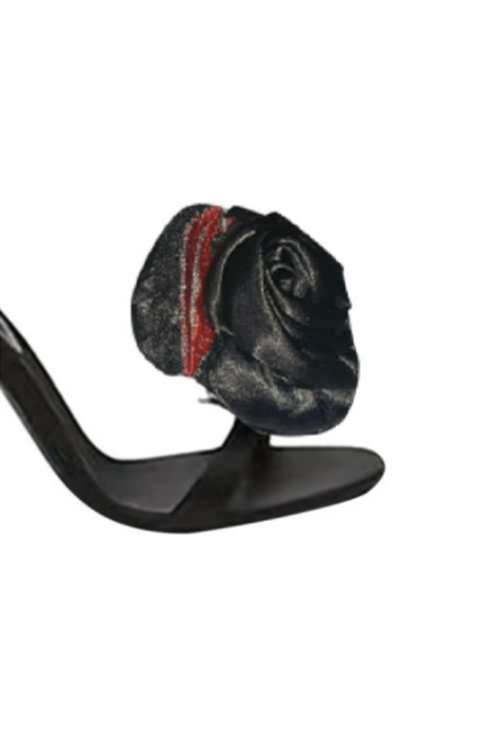 Rote Sandalen mit Blumenmuster und hohem Absatz