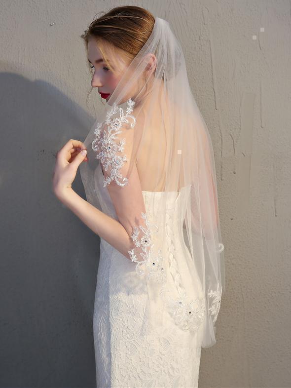 Voile de mariée court et simple Roycebridal en dentelle