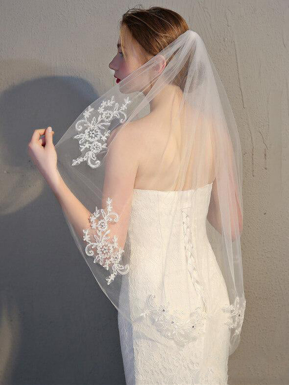 Voile de mariée court et simple Roycebridal en dentelle