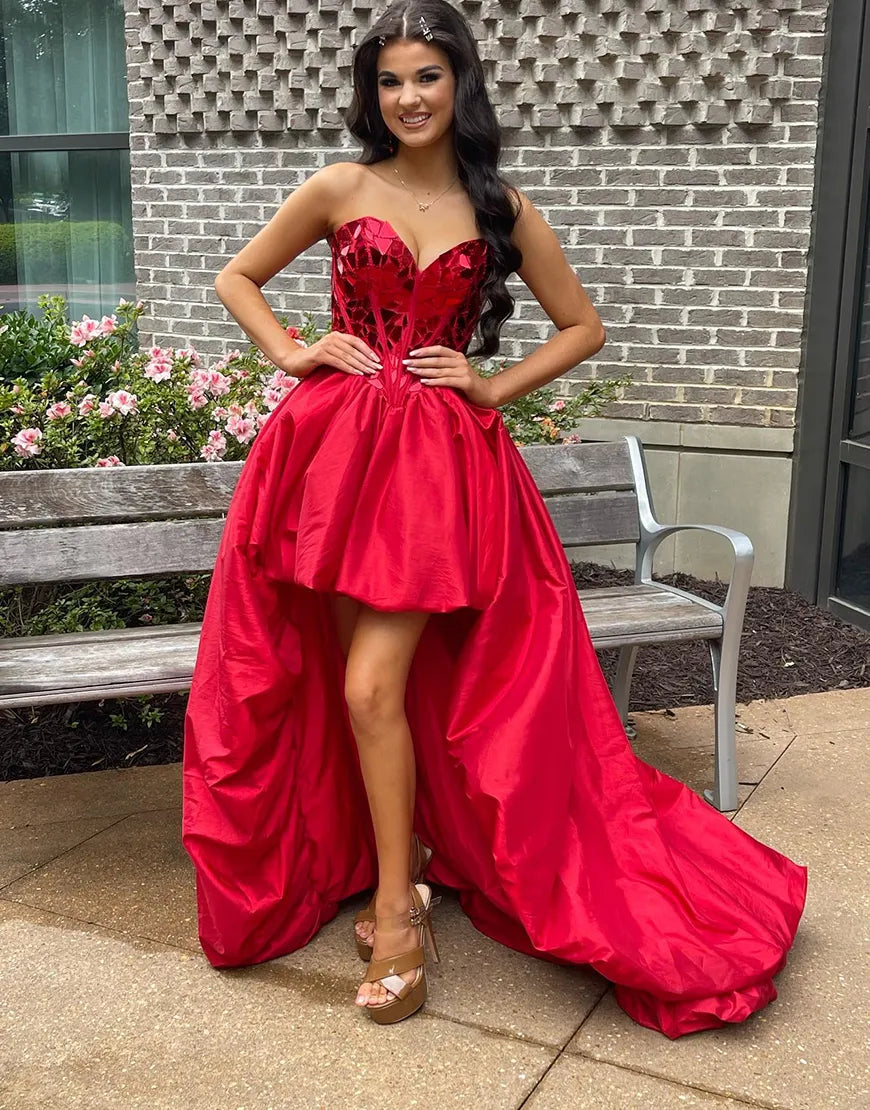 Red strapless homecoming dress shop