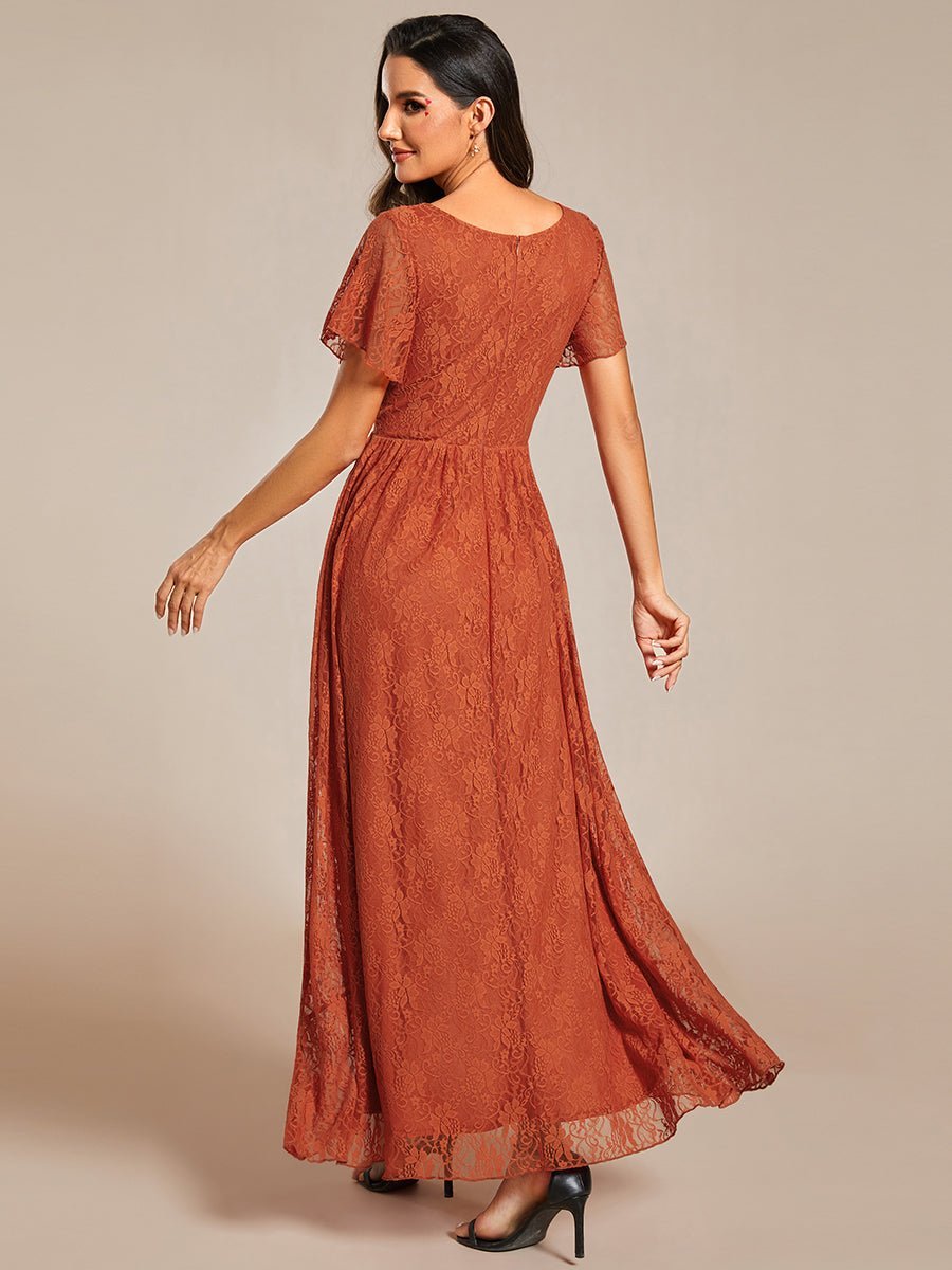 Steph high low lace mother of the bride gown with sleeve - Bay Bridal and Ball Gowns