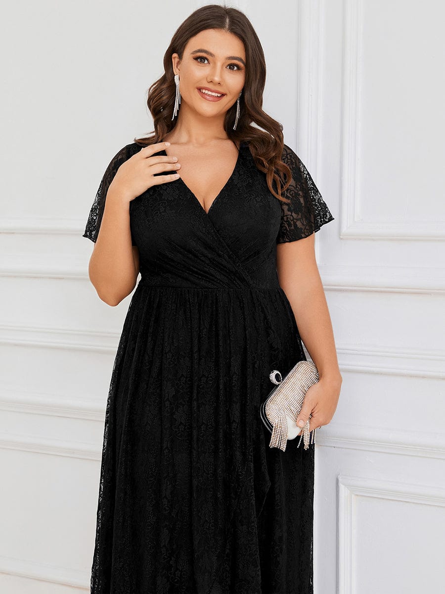 Steph high low lace mother of the bride gown with sleeve - Bay Bridal and Ball Gowns