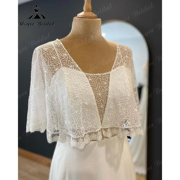 Robe de mariée bohème vintage en mousseline de soie et dentelle, tenue de plage, sur mesure