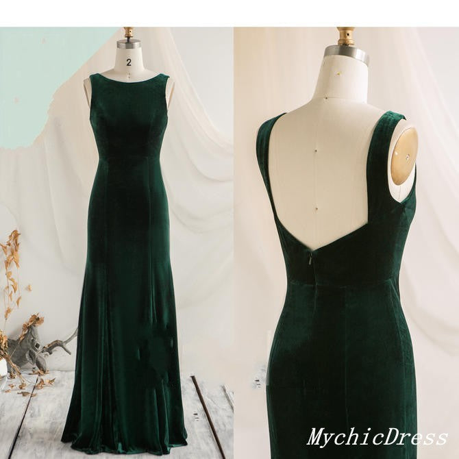 Roycebridal Winter Emerald Green Velvet Bridesmaid Dresses Canada V Neck Sleeveless