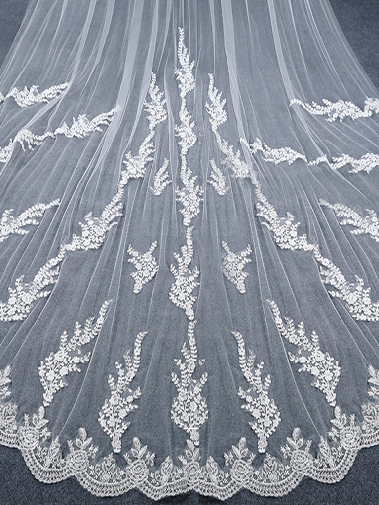 Roycebridal Vintage Floral Lace Cathedral Veil Bridal Veil Wedding Veil
