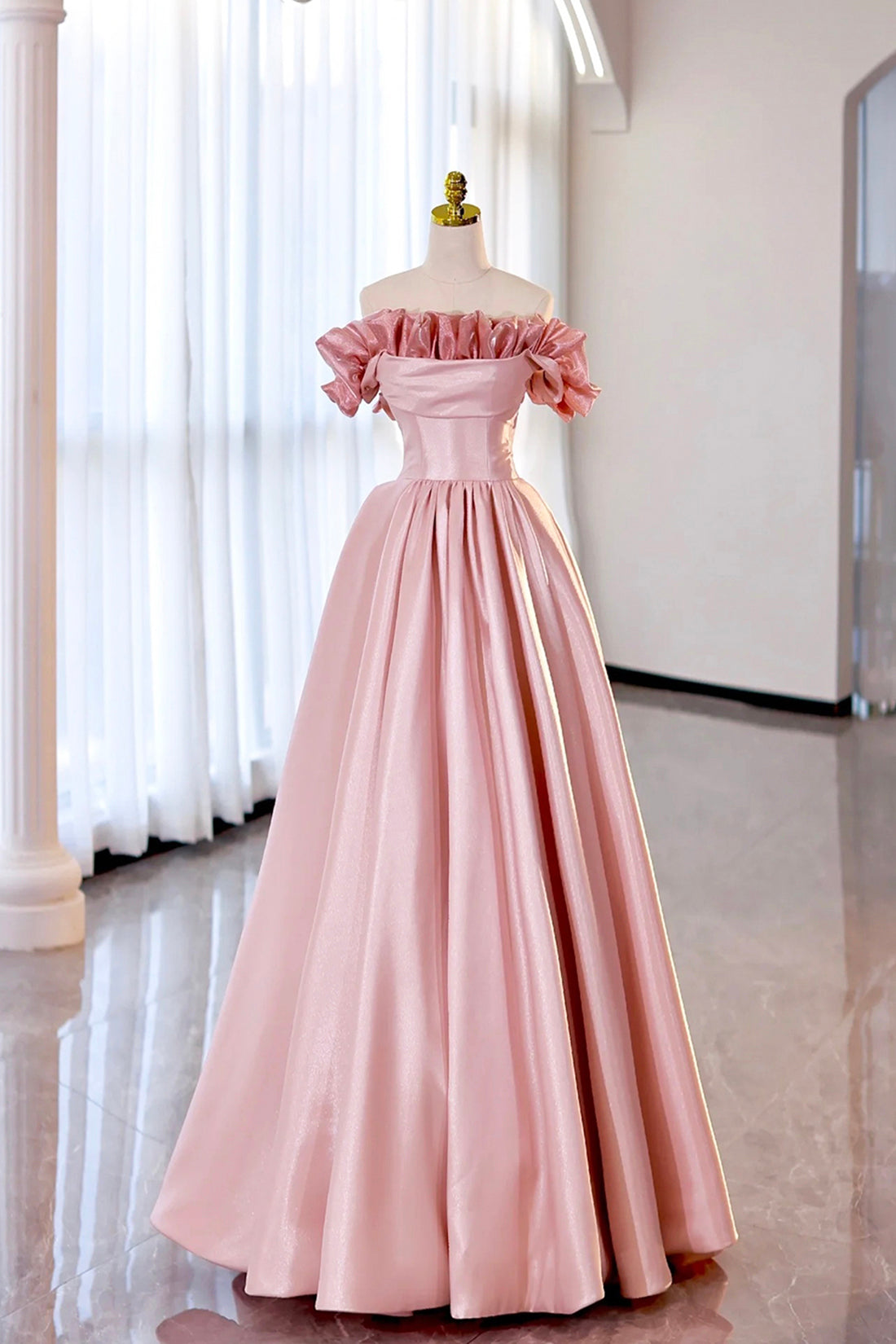 Roycebridal Milan | Robe de bal longue bustier en satin bordeaux, robe de soirée trapèze