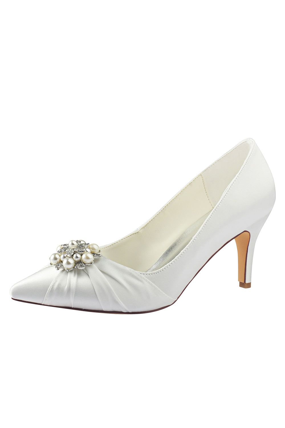 Chaussures de mariage Roycebridal à bout fermé, talon aiguille, satin avec volants en strass