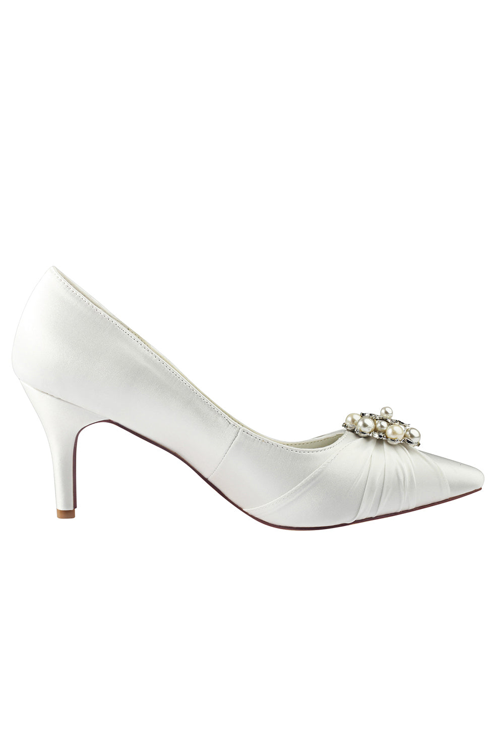 Chaussures de mariage Roycebridal à bout fermé, talon aiguille, satin avec volants en strass