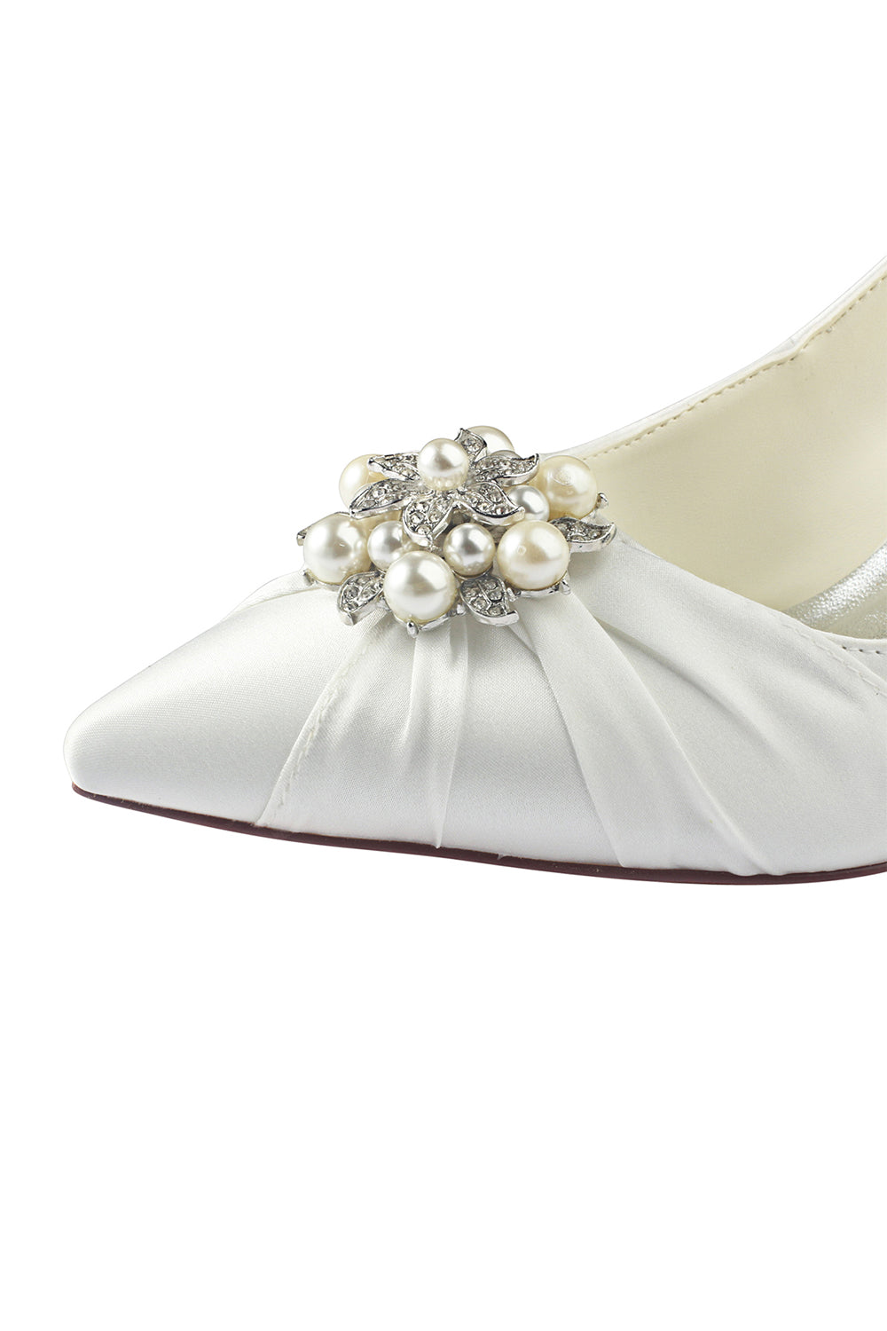 Chaussures de mariage Roycebridal à bout fermé, talon aiguille, satin avec volants en strass